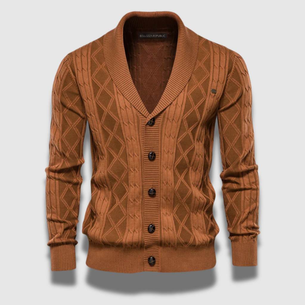 Cardigan da uomo in maglia con motivo geometrico