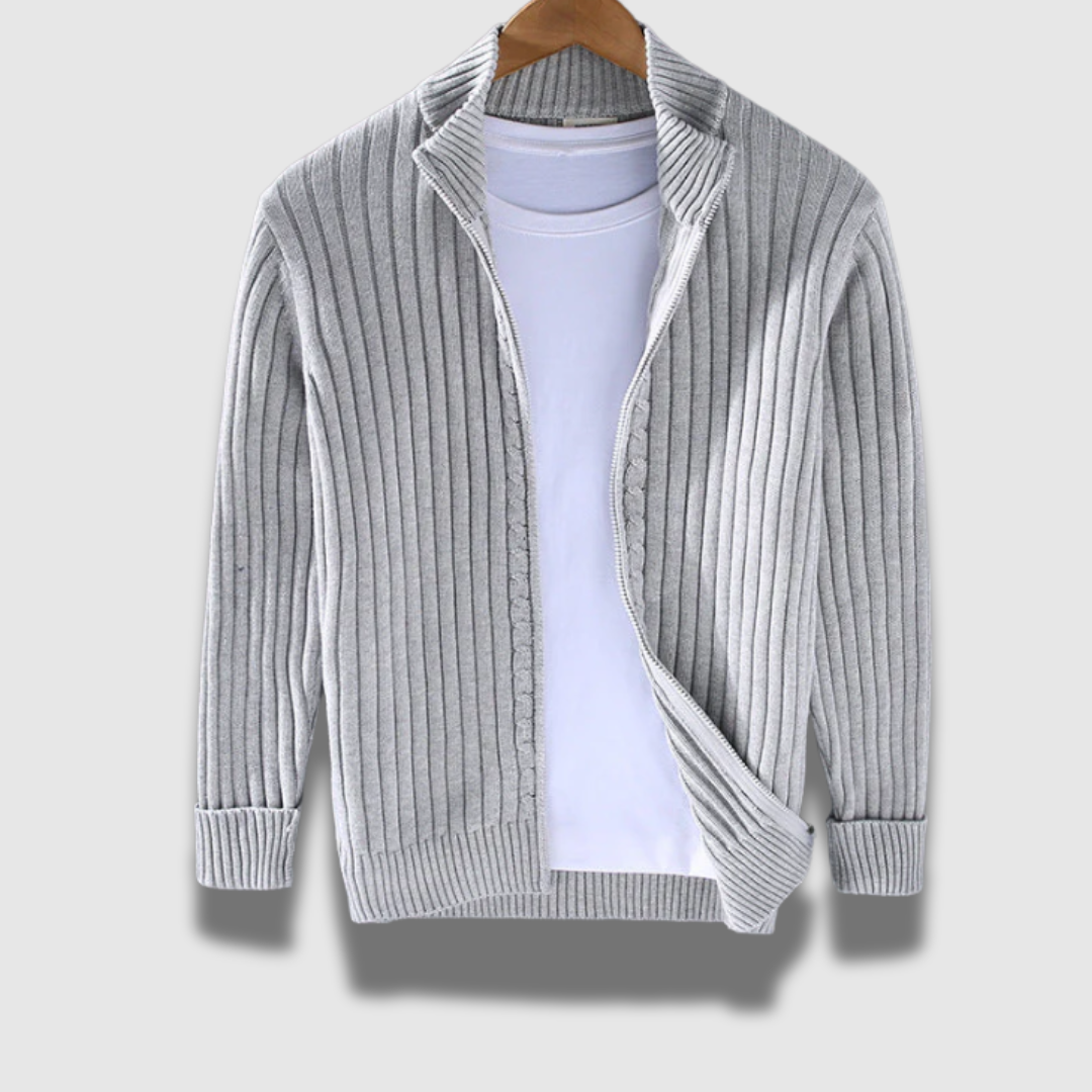 Maglione moderno a maglia fine da uomo con zip