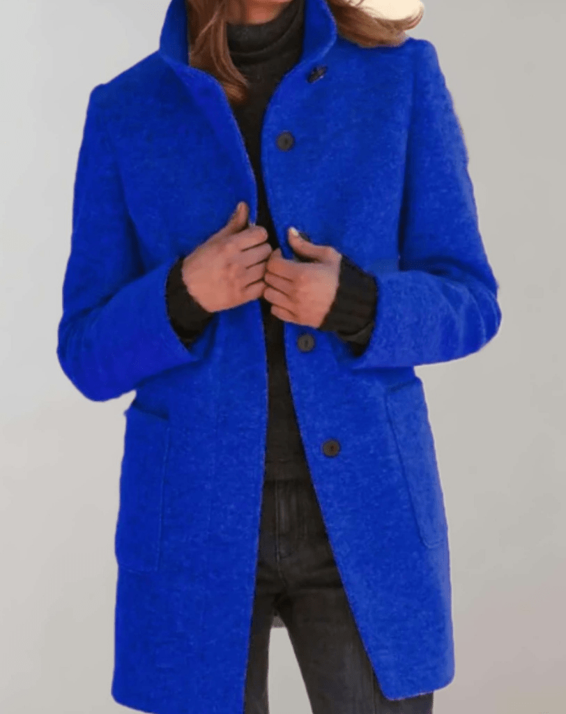 Cappotto invernale da donna - Misto lana con collo alto e tasche pratiche