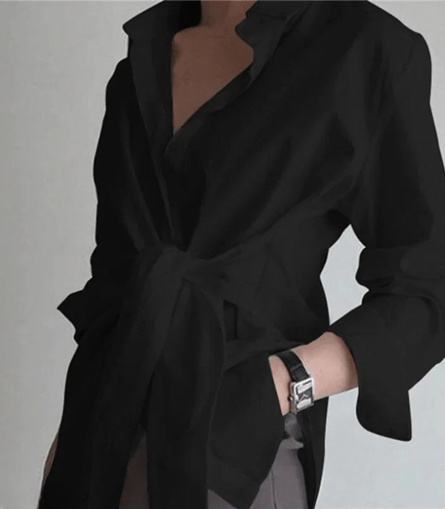 Camicetta elegante e sofisticata da donna a maniche lunghe - Top cintura in vita