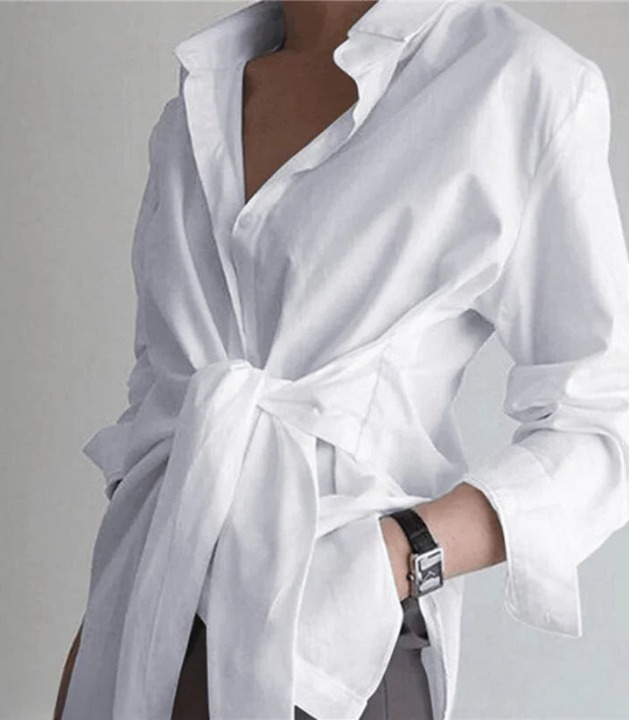 Camicetta elegante e sofisticata da donna a maniche lunghe - Top cintura in vita