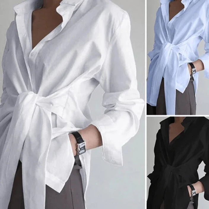 Camicetta elegante e sofisticata da donna a maniche lunghe - Top cintura in vita