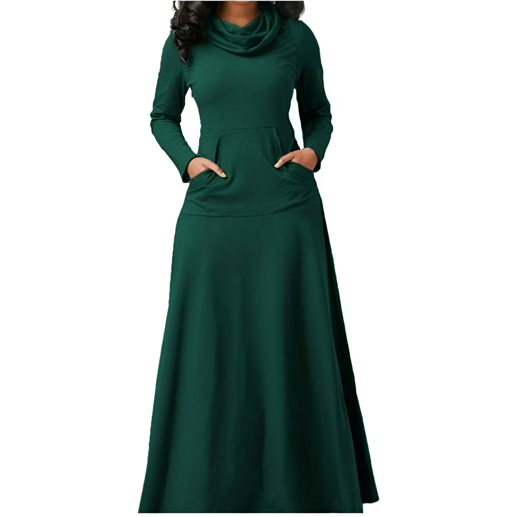 Maxi abito da donna con maniche lunghe calde e alla moda