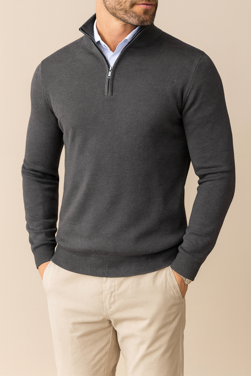 Maglione da uomo con cerniera a un quarto