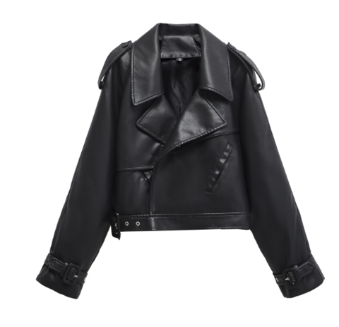 Giacca in ecopelle con cintura Premium da donna