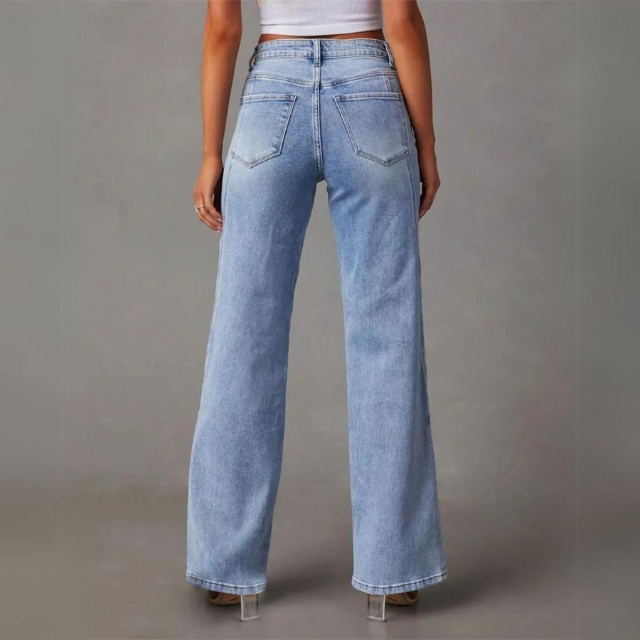 Jeans larghi a vita alta da donna