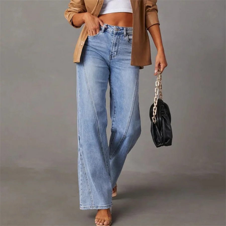 Jeans larghi a vita alta da donna