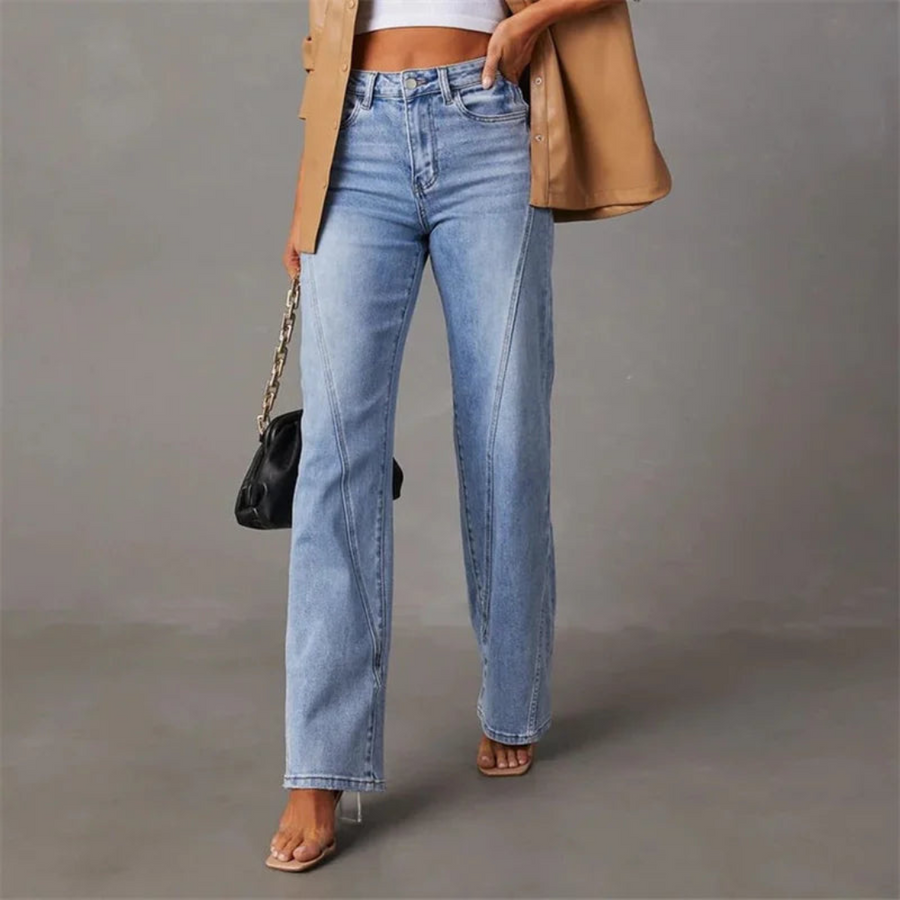 Jeans larghi a vita alta da donna