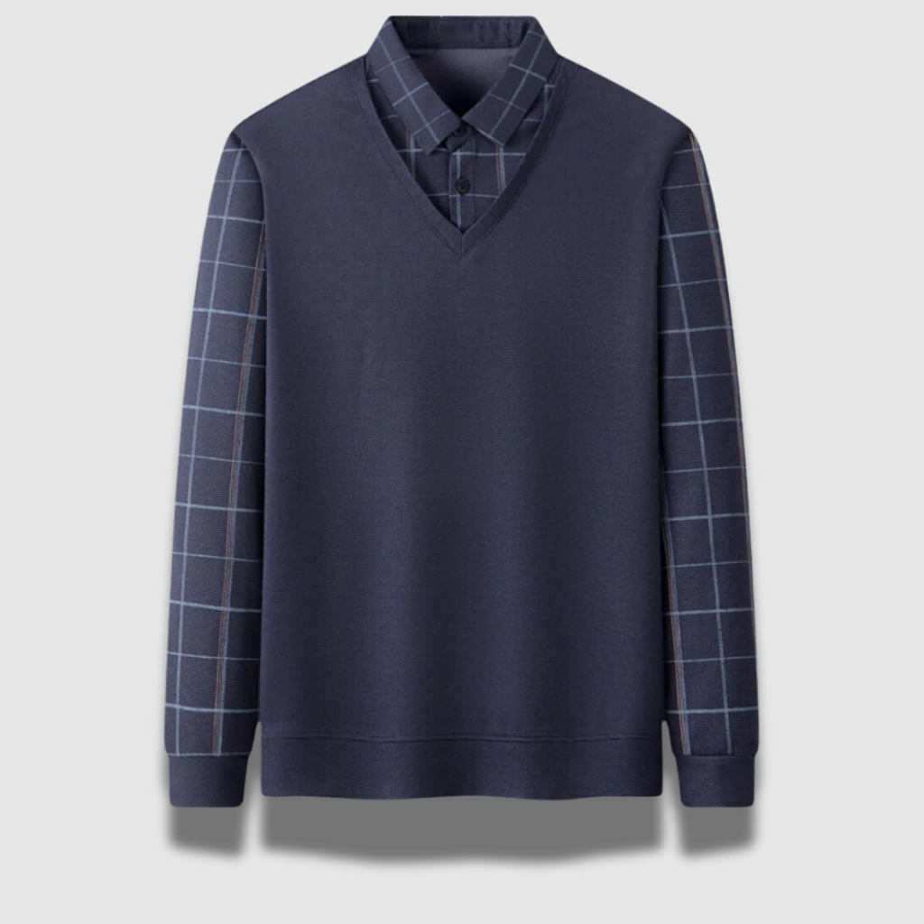 Maglione da uomo con camicia a quadri di alta qualità