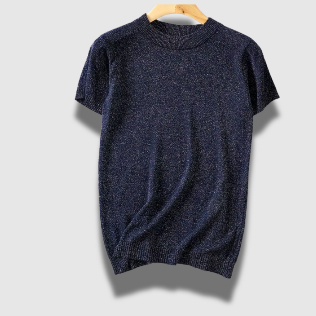 Maglione donna chic leggero a maniche corte lucido