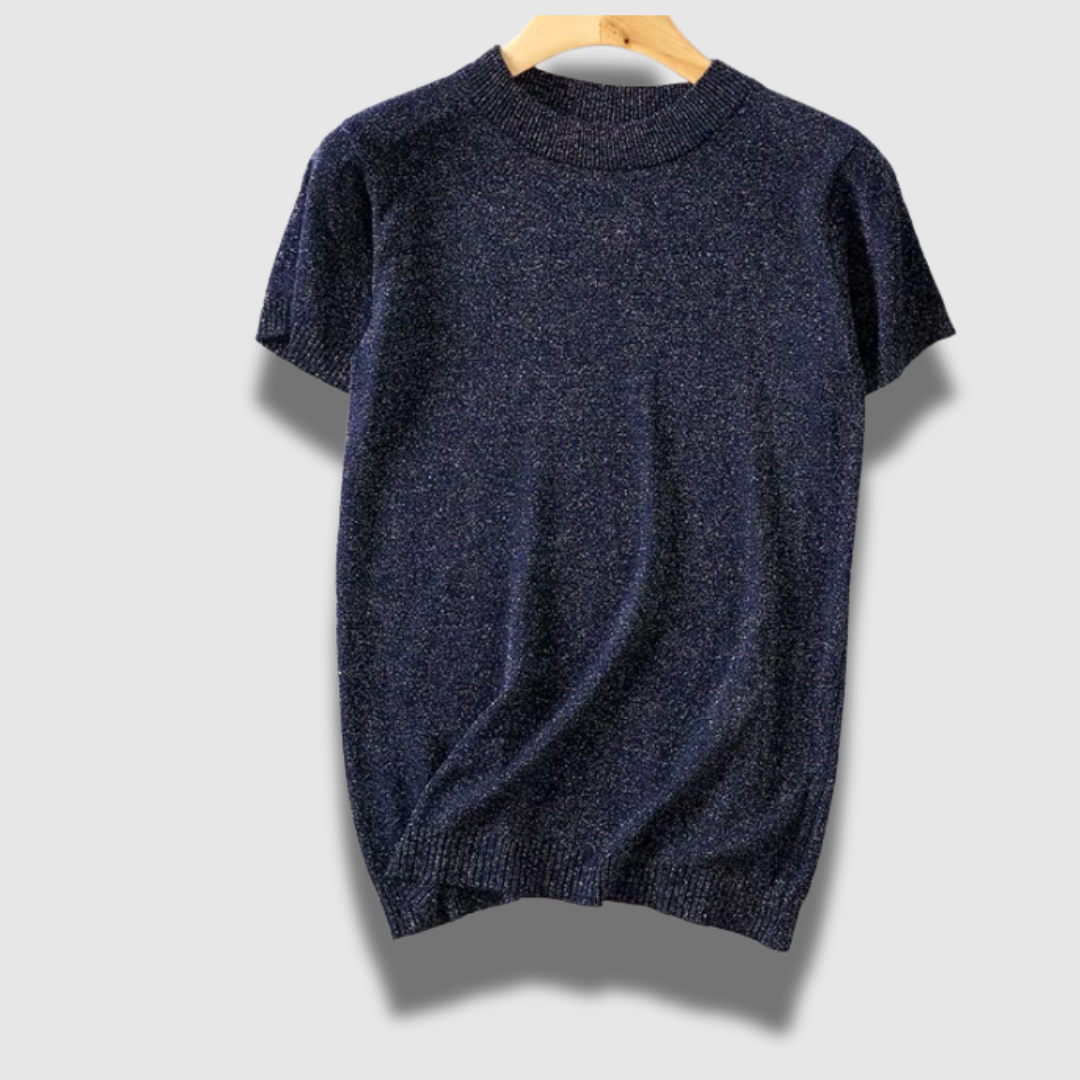 Maglione donna chic leggero a maniche corte lucido