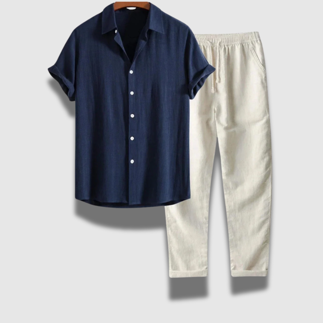Esclusivo set di pantaloni da uomo con camicia casual