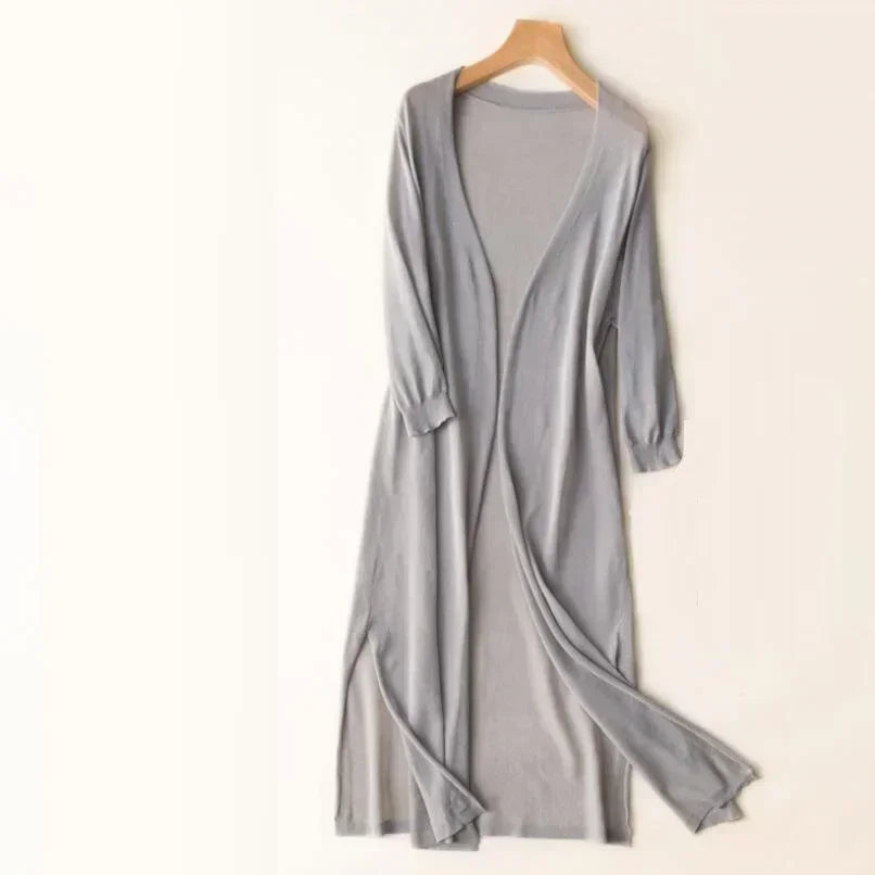 Cardigan lungo da donna - Elegante cardigan leggero per un look stiloso e arioso
