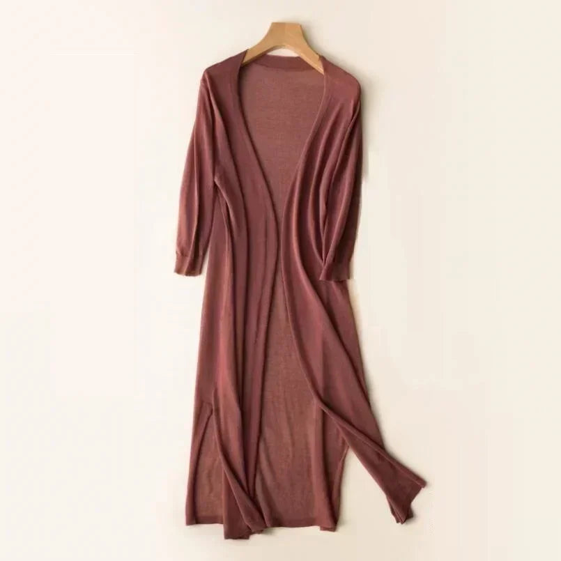 Cardigan lungo da donna - Elegante cardigan leggero per un look stiloso e arioso