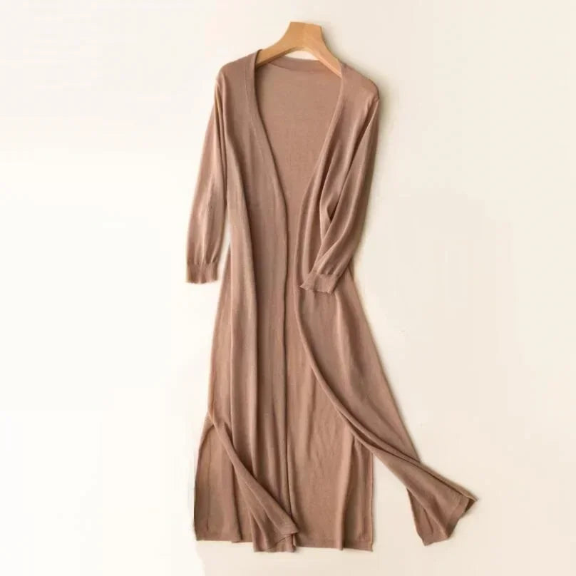 Cardigan lungo da donna - Elegante cardigan leggero per un look stiloso e arioso