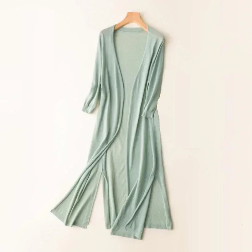 Cardigan lungo da donna - Elegante cardigan leggero per un look stiloso e arioso