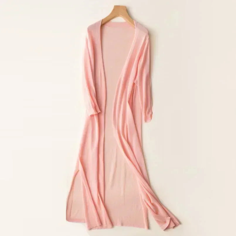 Cardigan lungo da donna - Elegante cardigan leggero per un look stiloso e arioso