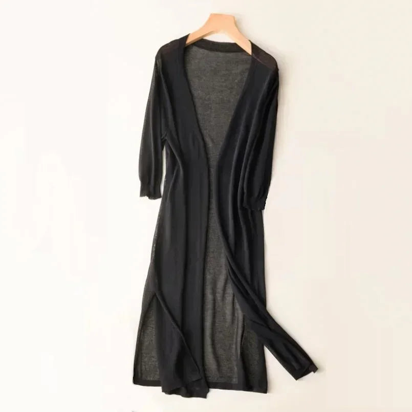 Cardigan lungo da donna - Elegante cardigan leggero per un look stiloso e arioso