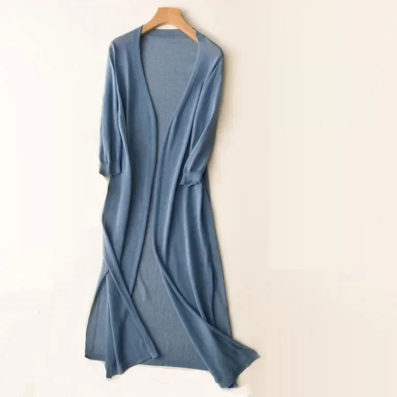 Cardigan lungo da donna - Elegante cardigan leggero per un look stiloso e arioso