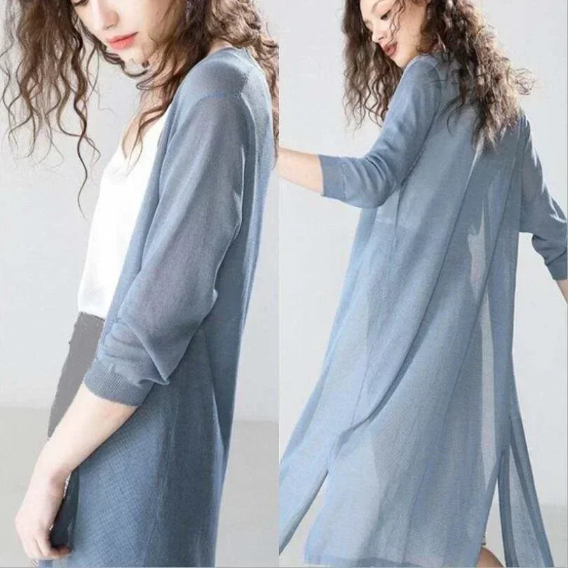 Cardigan lungo da donna - Elegante cardigan leggero per un look stiloso e arioso