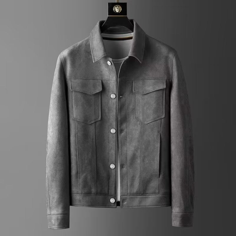 Giacca in pelle scamosciata da uomo | Elegante e resistente | Design senza tempo