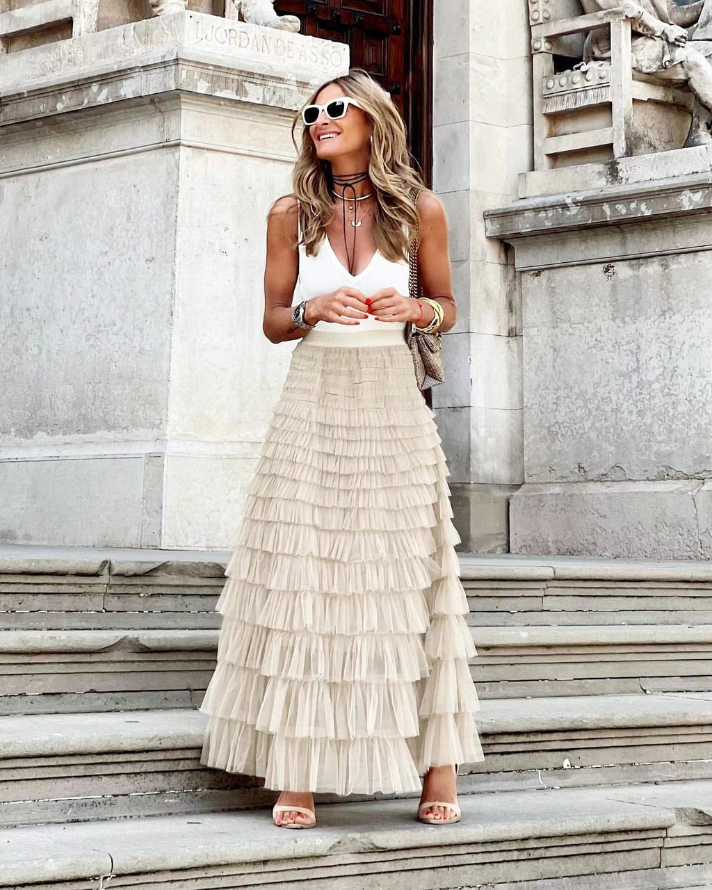Maxi gonna sofisticata in tulle da donna