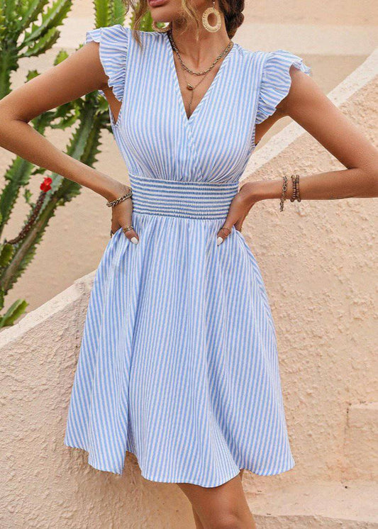 Abito midi a trapezio a righe leggero da donna – Eleganza estiva