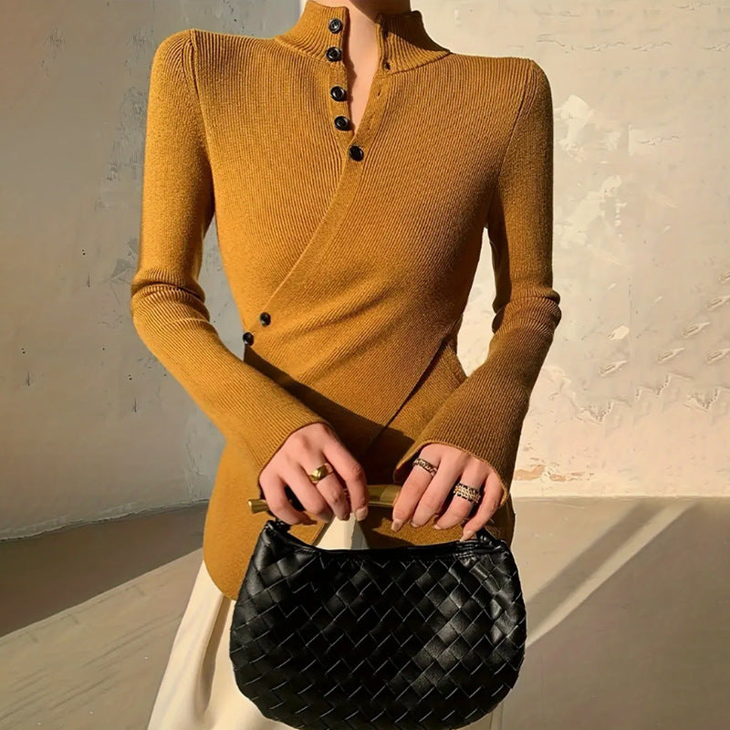 Maglione avvolgente con collo alto da donna