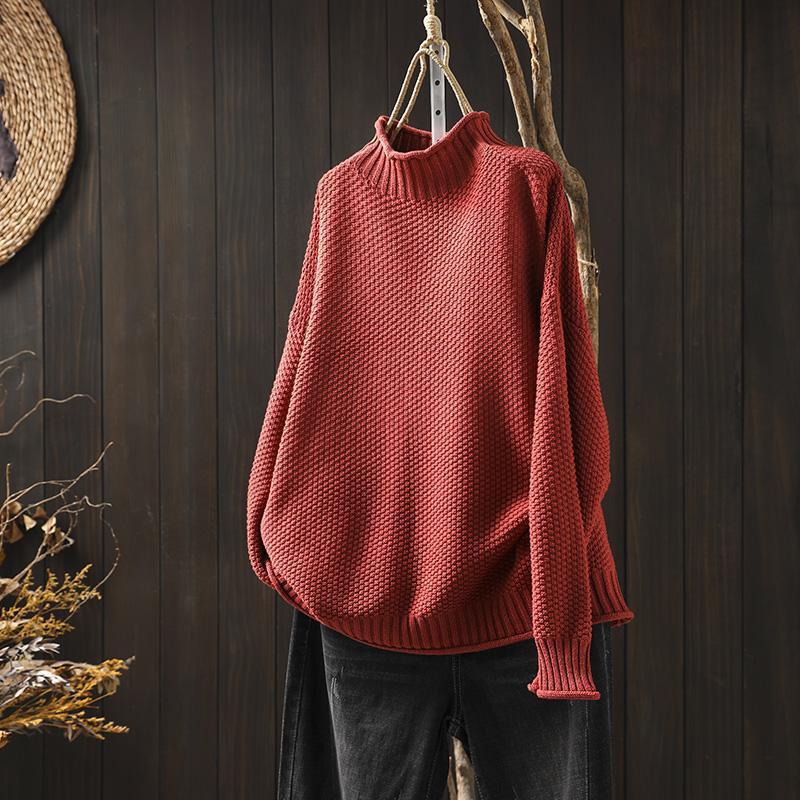 Maglione Dolcevita a Coste Lavorato a Maglia da Donna - Comfort