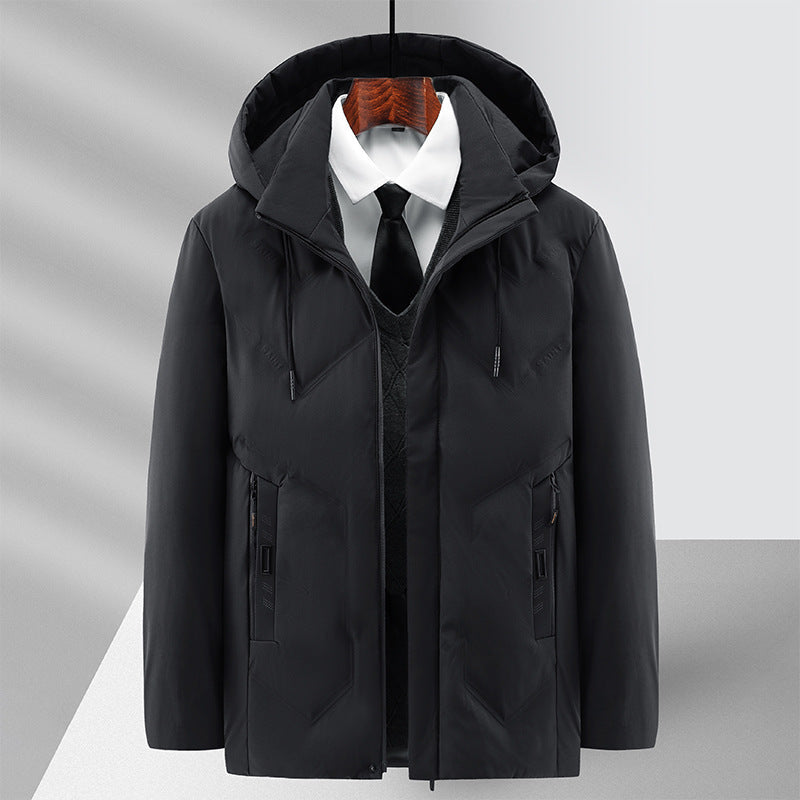 Giacca invernale con cappuccio premium da uomo - Cappotto ampio con cerniera e fodera in pile