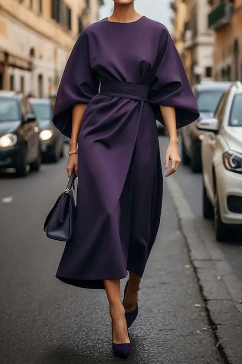 Donna Midi Manica Larga Elegante Abito – Audace, Definito, Lussuoso