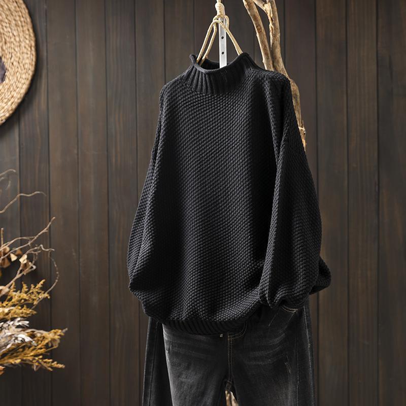 Maglione Dolcevita a Coste Lavorato a Maglia da Donna - Comfort