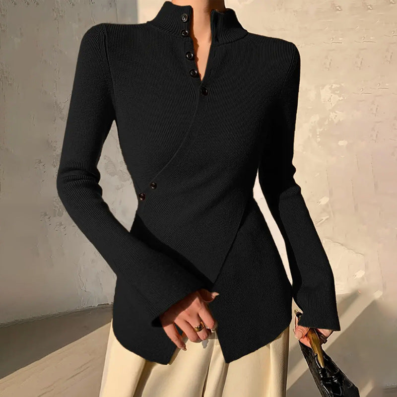 Maglione avvolgente con collo alto da donna