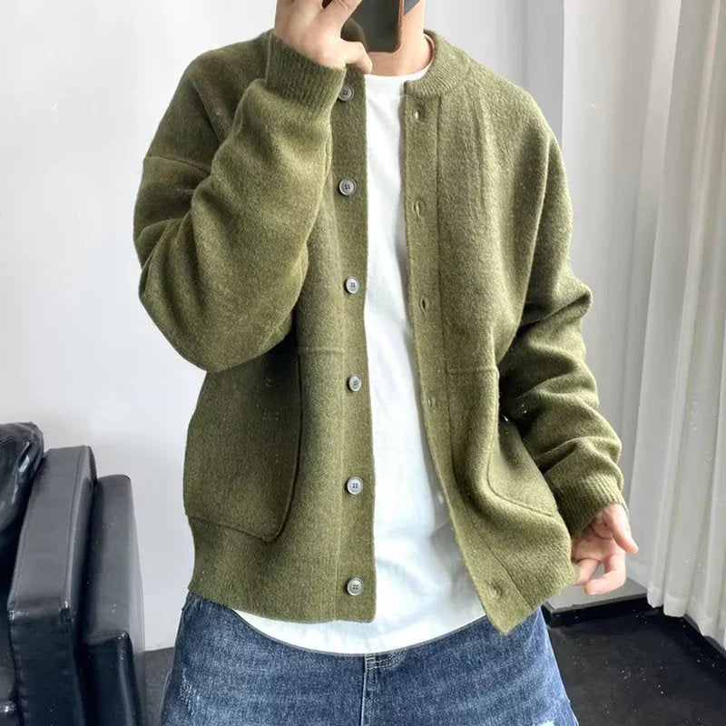 Cardigan da uomo in maglia con bottoni morbidi e alla moda