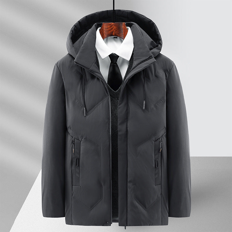 Giacca invernale con cappuccio premium da uomo - Cappotto ampio con cerniera e fodera in pile