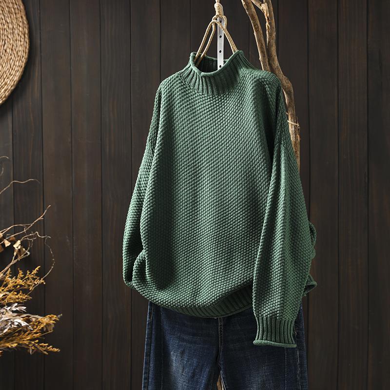 Maglione Dolcevita a Coste Lavorato a Maglia da Donna - Comfort