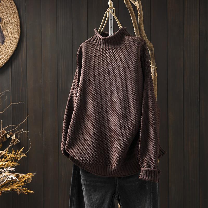 Maglione Dolcevita a Coste Lavorato a Maglia da Donna - Comfort