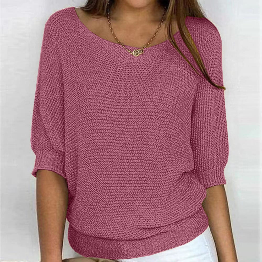 Maglione casual da donna con scollo a barca - Maglione comodo ed elegante