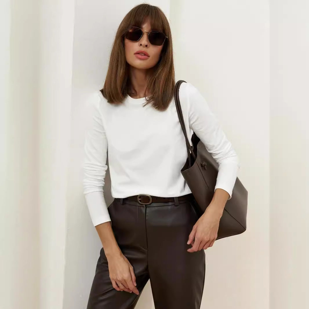 T-shirt a maniche lunghe da donna - Top casual moderno ed elegante
