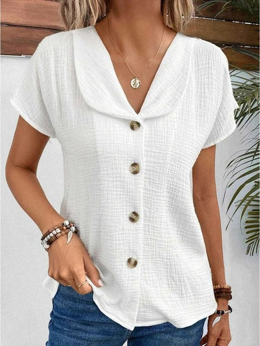 Elegante camicetta leggera da donna colletto abbottonato - Comoda, versatile