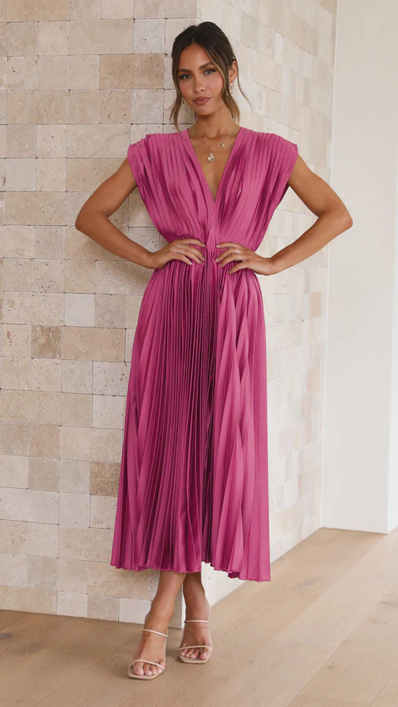 Elegante abito lungo plissettato