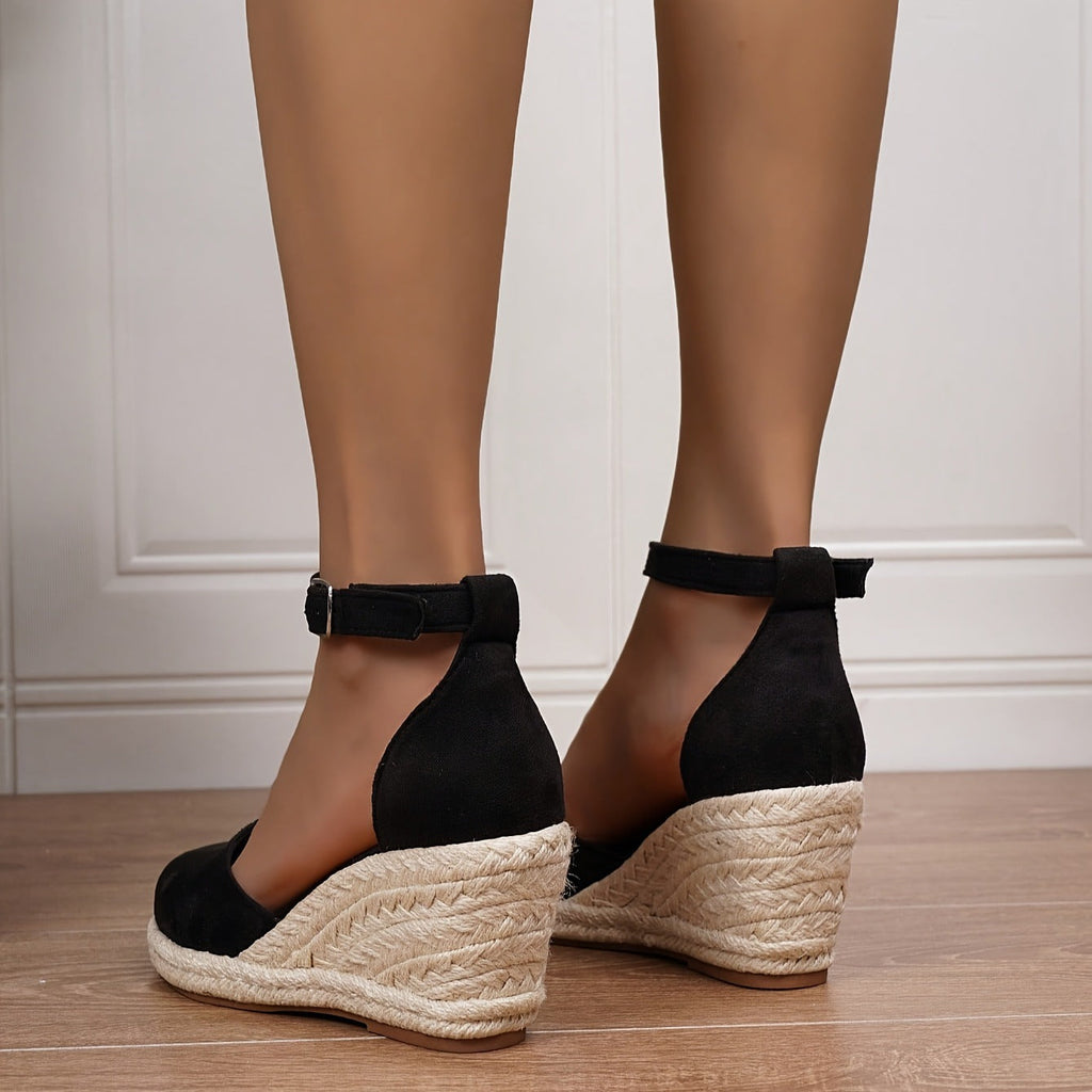 Wedge donna in rafia con fibbia – sandali comodi e alla moda