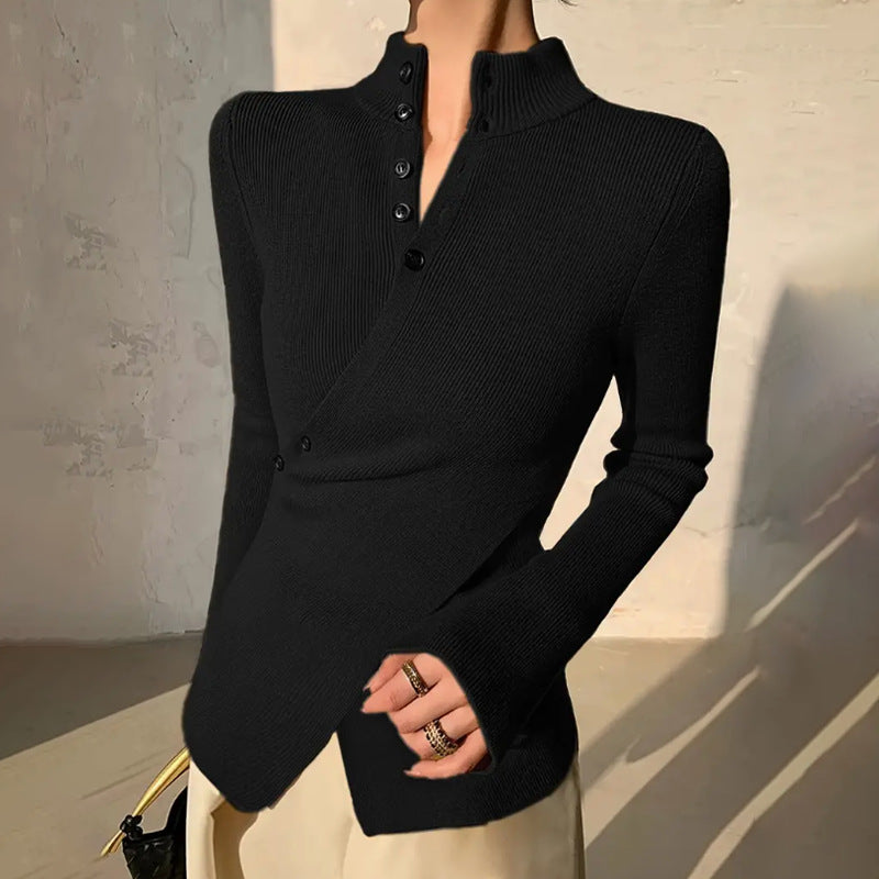 Maglione avvolgente con collo alto da donna