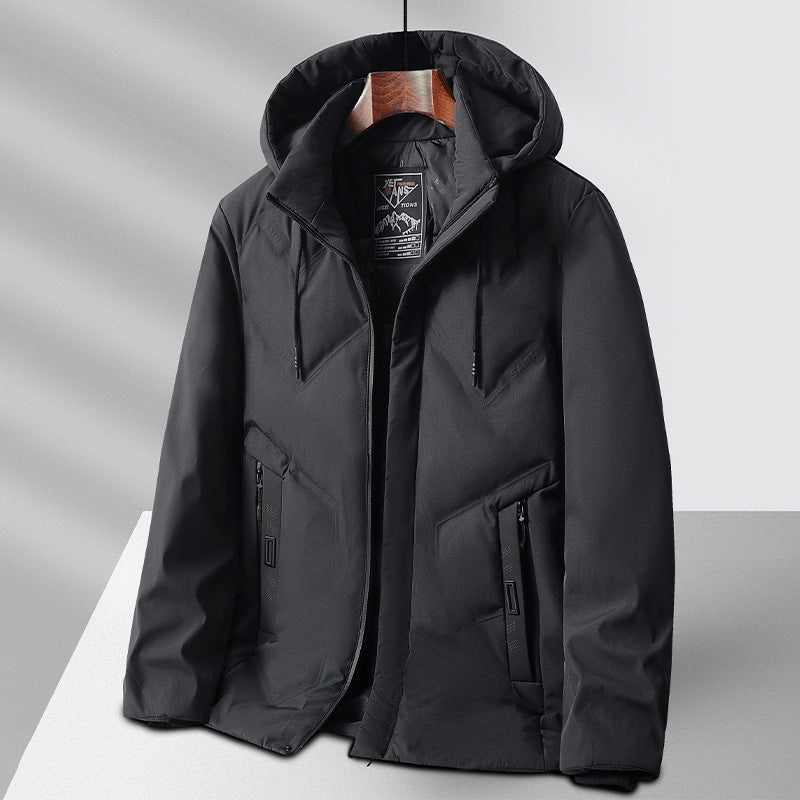 Giacca invernale con cappuccio premium da uomo - Cappotto ampio con cerniera e fodera in pile