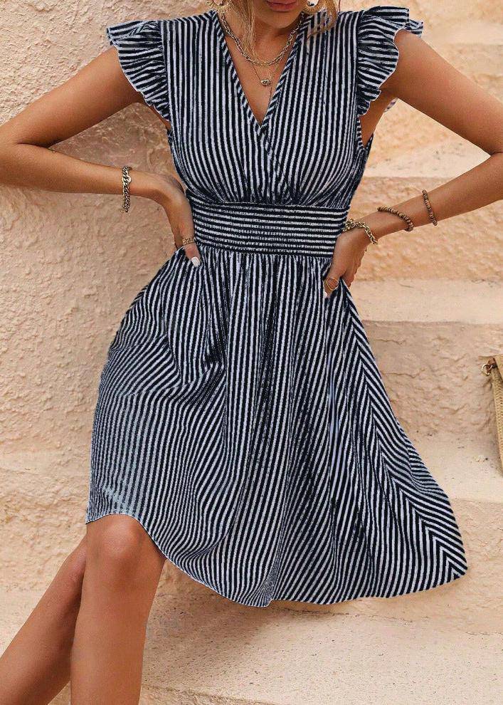 Abito midi a trapezio a righe leggero da donna – Eleganza estiva