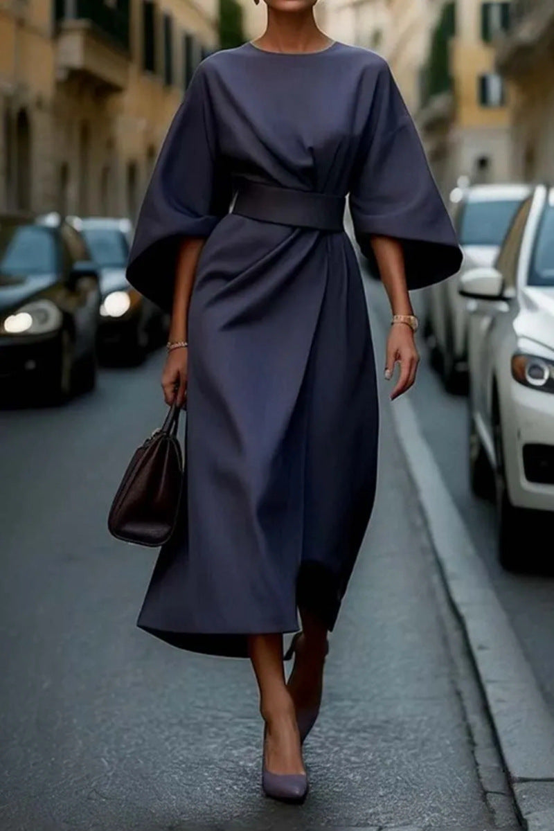 Donna Midi Manica Larga Elegante Abito – Audace, Definito, Lussuoso