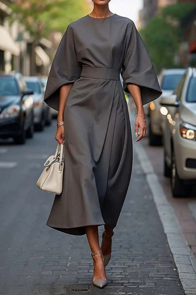Donna Midi Manica Larga Elegante Abito – Audace, Definito, Lussuoso