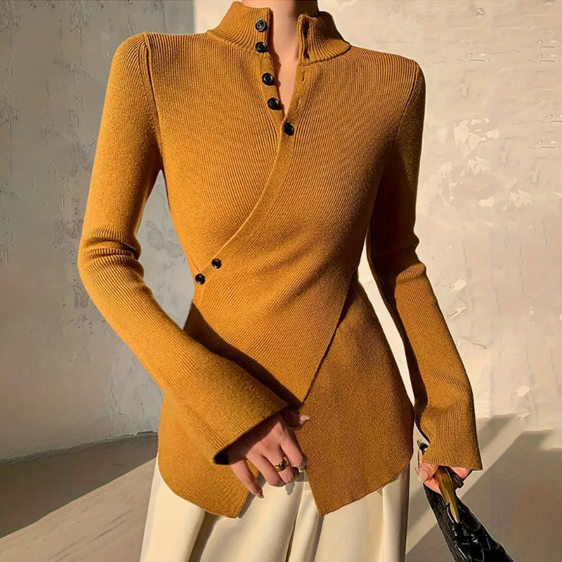 Maglione avvolgente con collo alto da donna
