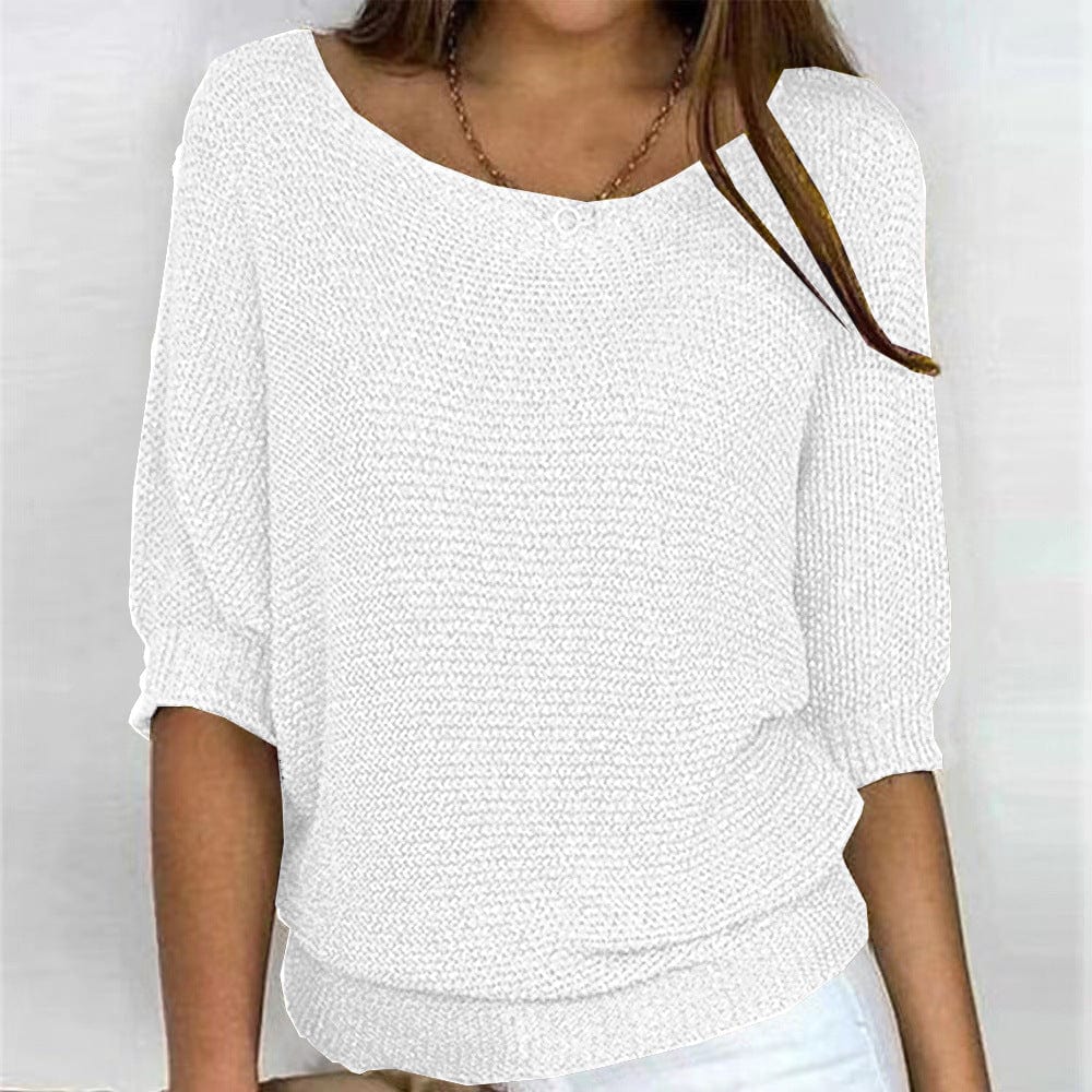 Maglione casual da donna con scollo a barca - Maglione comodo ed elegante