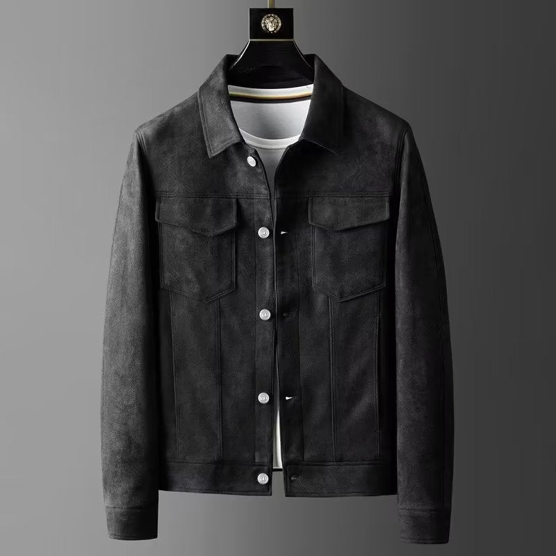 Giacca in pelle scamosciata da uomo | Elegante e resistente | Design senza tempo